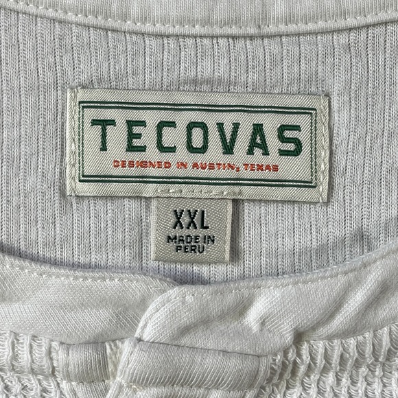 TECOVAS Henley Thermal Shirt Mens XXL White Long Sleeve Western Base Layer - Picture 2 of 11
